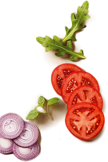 Sliced onion and tomato