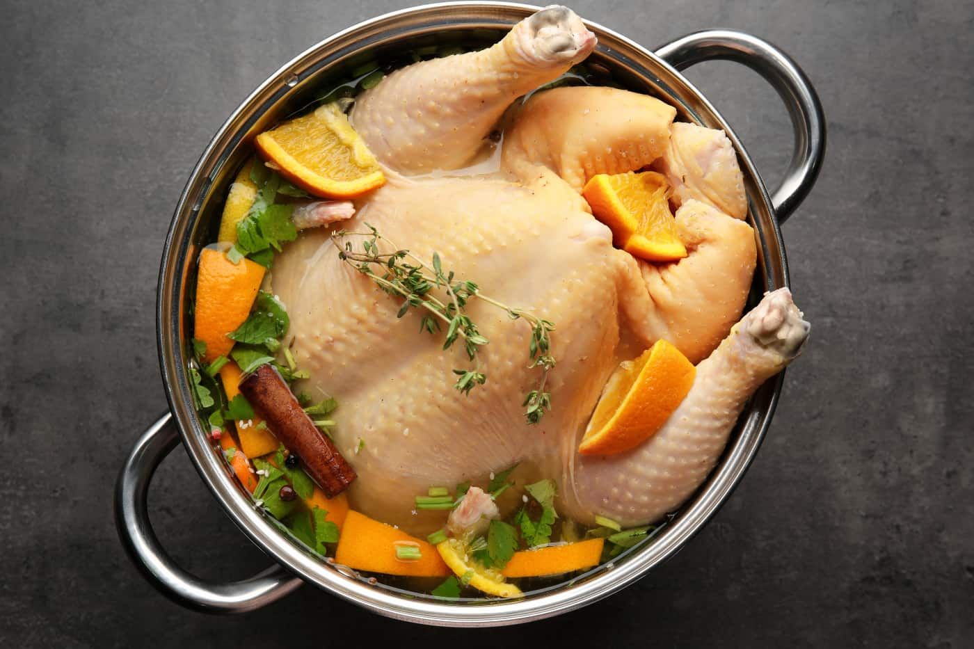 Turkey in brine pot